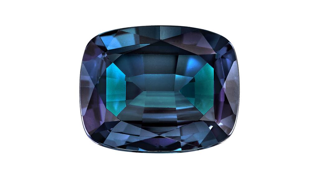Jeffery Bolling’s gem of choice? Alexandrite. Pictured here is a cushion-cut alexandrite from Omi Gems. Omi Gems alexandrite